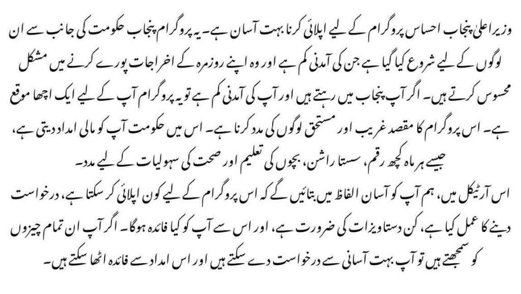 Apply for CM Punjab Ehsaas Program