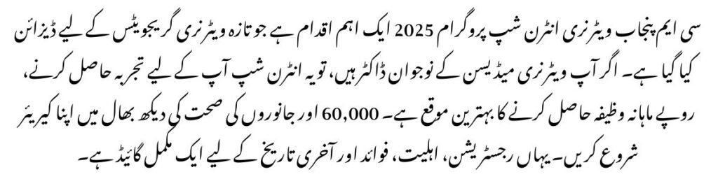 CM Punjab Veterinary Internship Program 2025