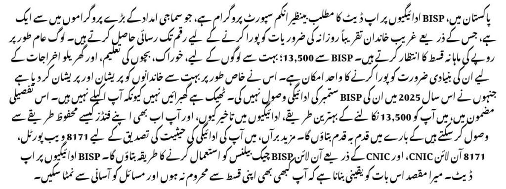 Update on BISP Payments